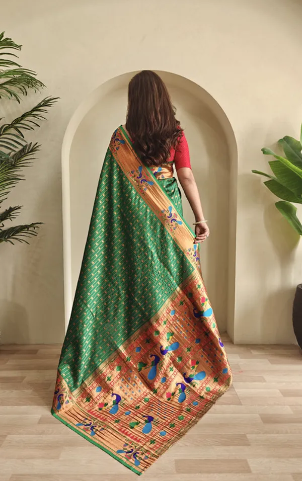 Bottle_Green_Soft_Paithani_Silk_Weaving_Saree_For_Women
