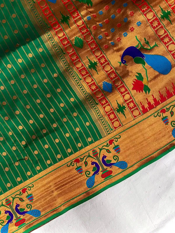 Bottle_Green_Soft_Paithani_Silk_Weaving_Saree_For_Women