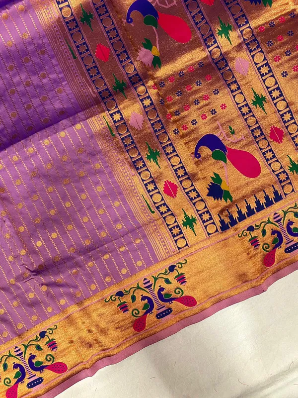 Lavender_Soft_Paithani_Silk_Weaving_Saree_For_Women