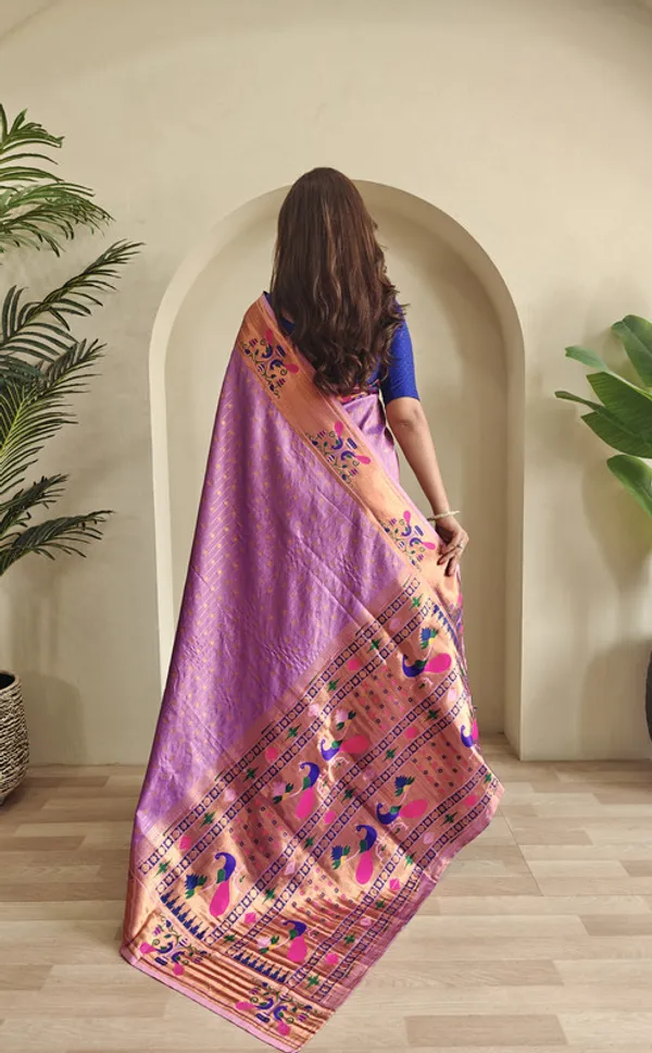Lavender_Soft_Paithani_Silk_Weaving_Saree_For_Women