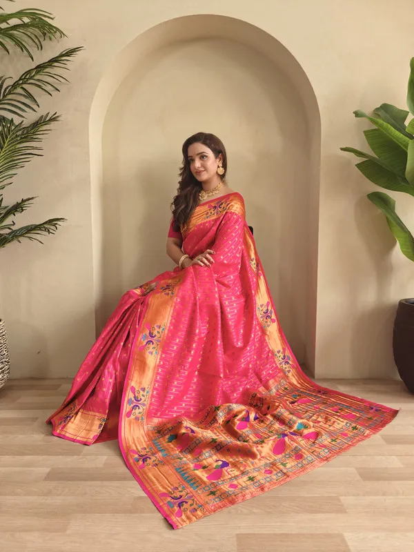 Pink_Soft_Paithani_Silk_Weaving_Saree_For_Women
