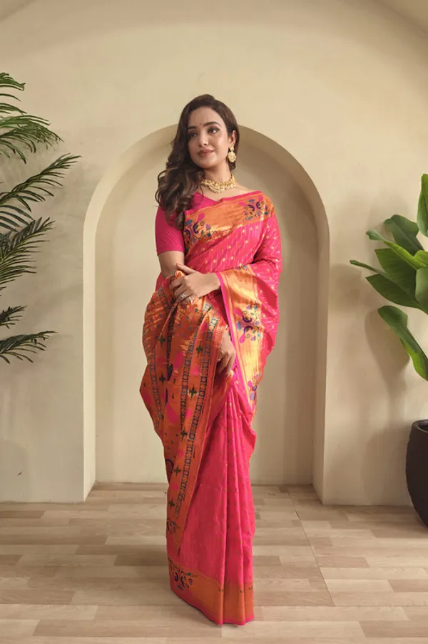 Pink_Soft_Paithani_Silk_Weaving_Saree_For_Women