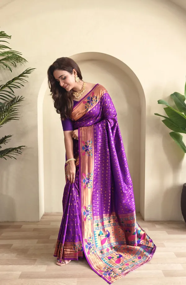 Purple_Soft_Paithani_Silk_Weaving_Saree_For_Women