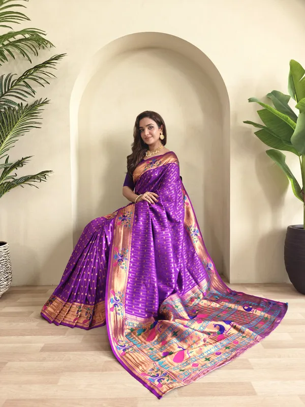 Purple_Soft_Paithani_Silk_Weaving_Saree_For_Women