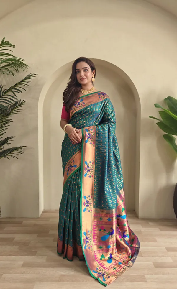 Rama_Soft_Paithani_Silk_Weaving_Saree_For_Women