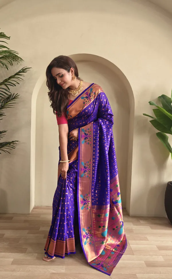 Violet_Soft_Paithani_Silk_Weaving_Saree_For_Women