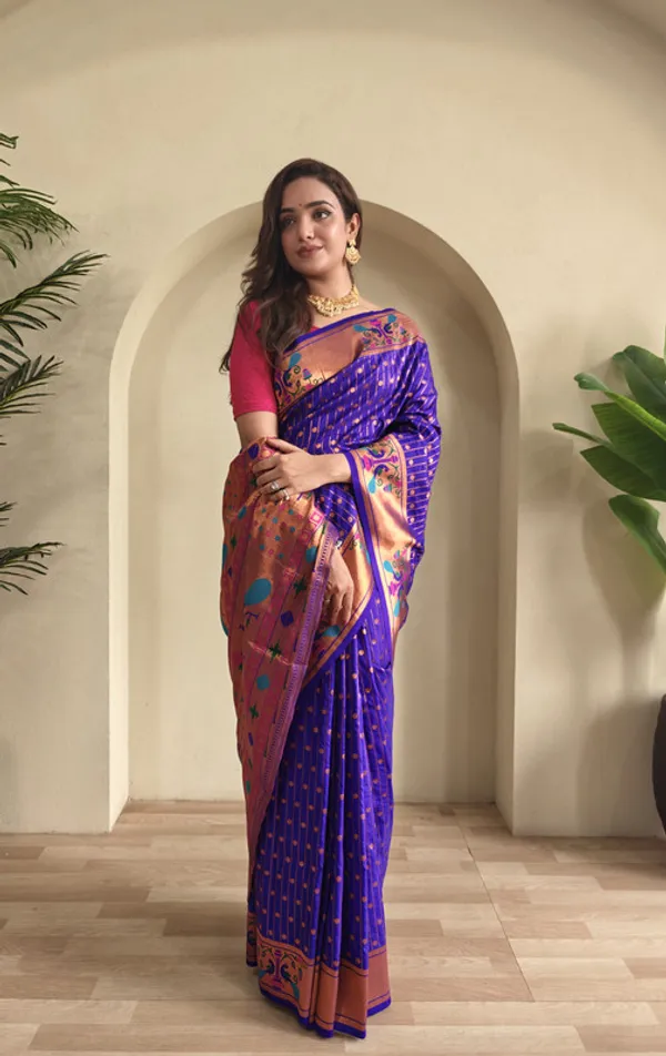 Violet_Soft_Paithani_Silk_Weaving_Saree_For_Women