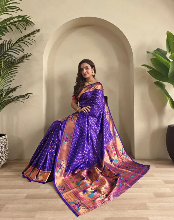 Violet_Soft_Paithani_Silk_Weaving_Saree_For_Women