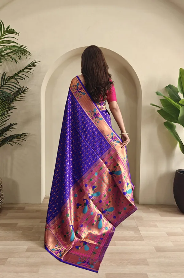 Violet_Soft_Paithani_Silk_Weaving_Saree_For_Women