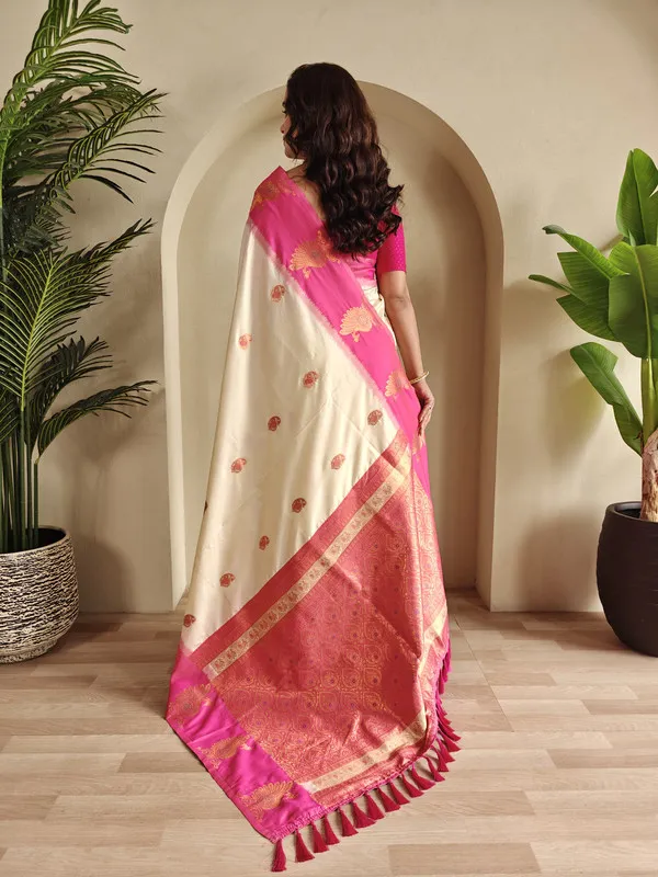 Cream_Silk_Weaving_Saree_For_Women