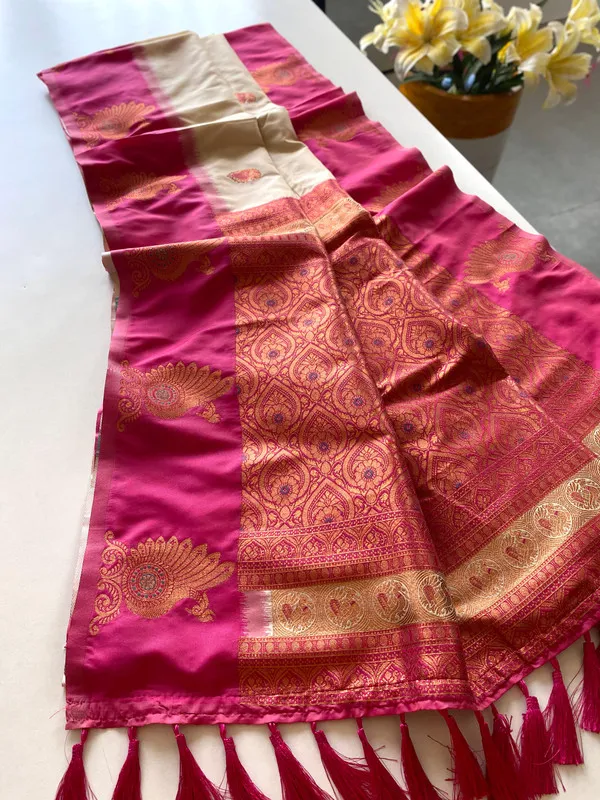 Cream_Silk_Weaving_Saree_For_Women