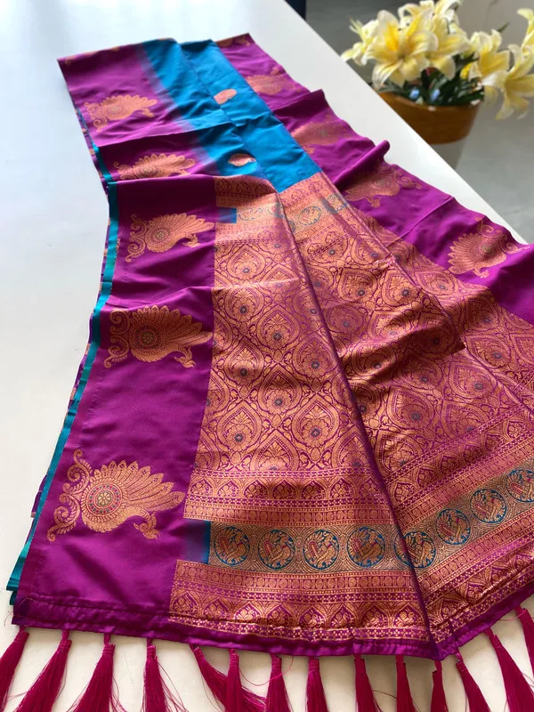 Denim_Silk_Weaving_Saree_For_Women