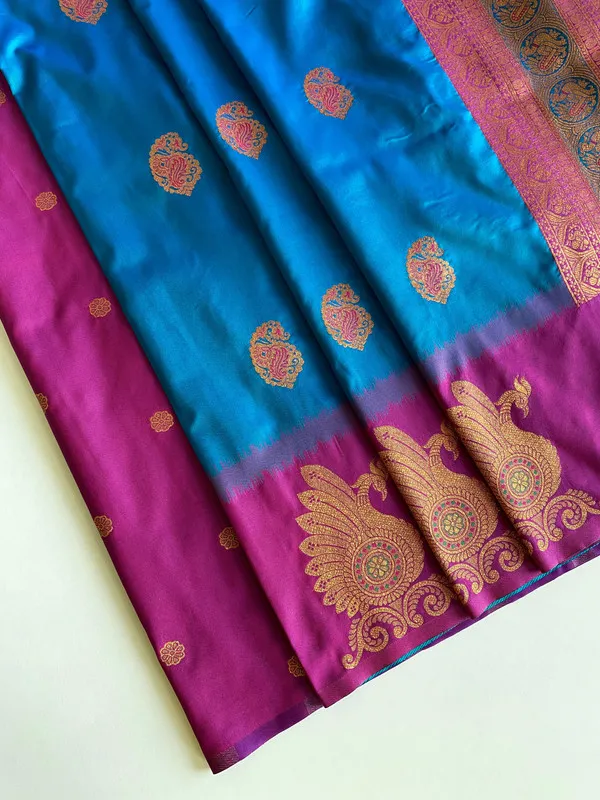 Denim_Silk_Weaving_Saree_For_Women