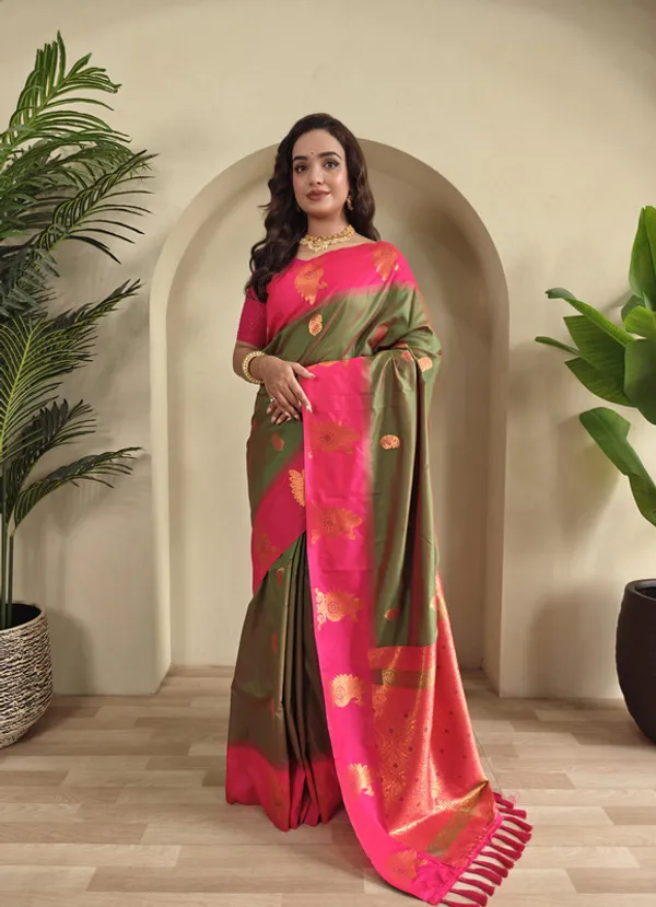 Mehendi_Silk_Weaving_Saree_For_Women