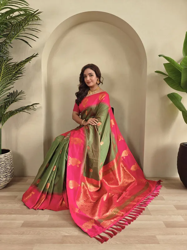 Mehendi_Silk_Weaving_Saree_For_Women