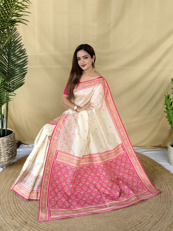 Cream_Soft_Silk_Rich_Zari_Weaving_Saree_For_Women