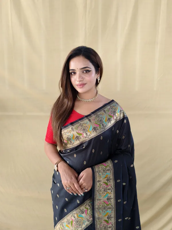 Black_Soft_Silk_Banarasi_Weaving_Saree_For_Women