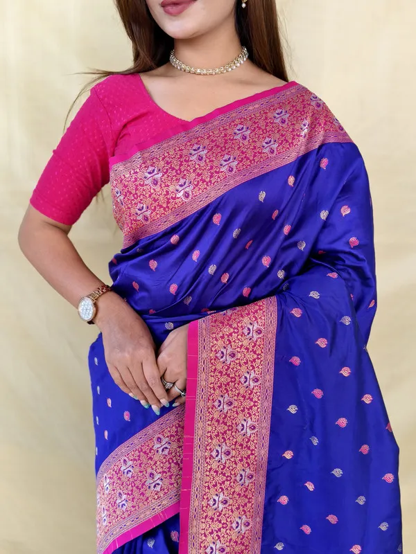 Violet_Soft_Silk_Rich_Zari_Weaving_Saree_For_Women