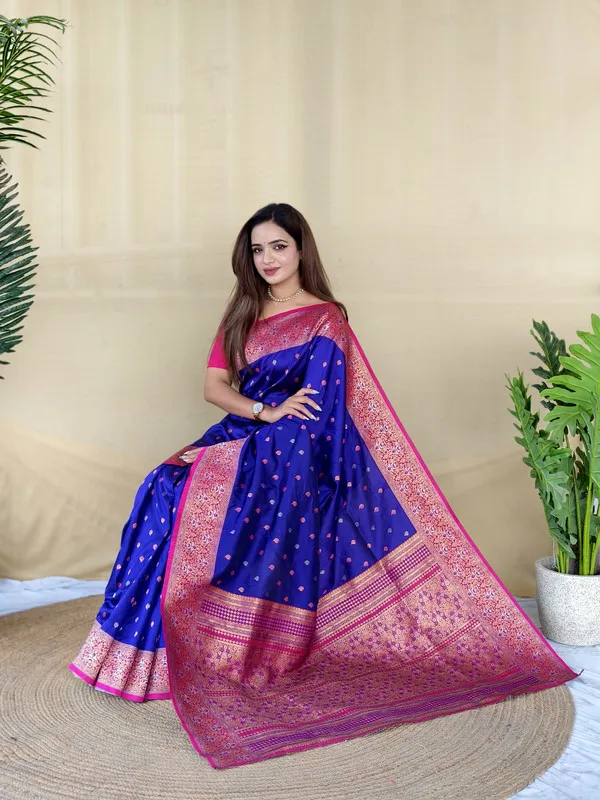 Violet_Soft_Silk_Rich_Zari_Weaving_Saree_For_Women