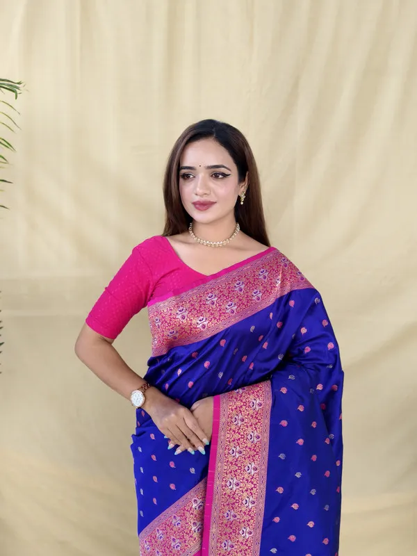 Violet_Soft_Silk_Rich_Zari_Weaving_Saree_For_Women