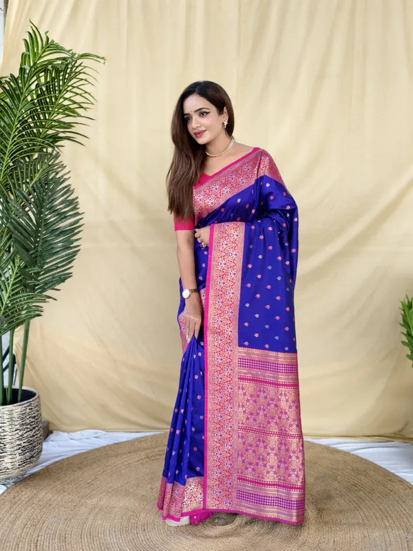Violet_Soft_Silk_Rich_Zari_Weaving_Saree_For_Women