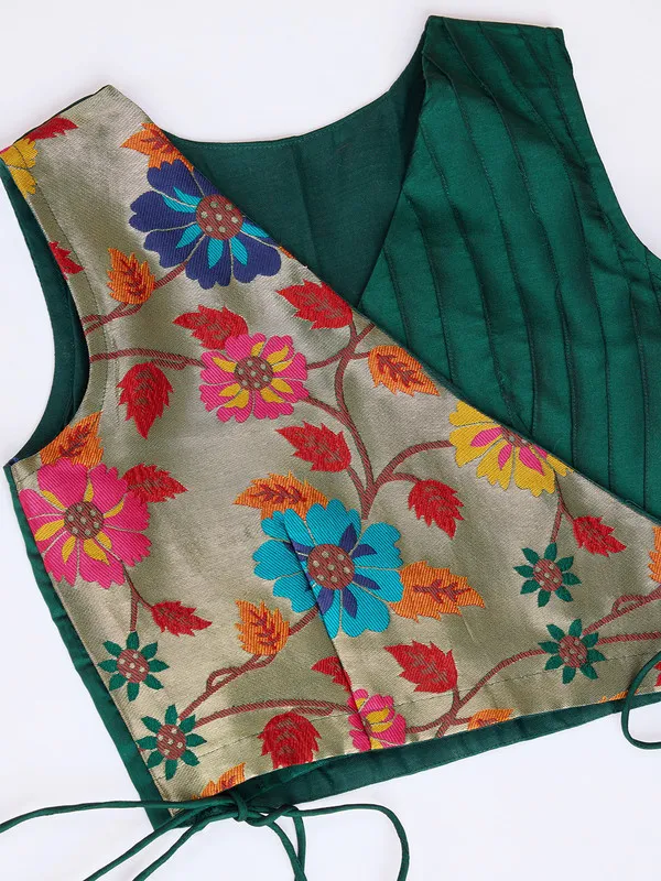 Green_Silk_Blend_Woven_Lehenga_Choli_For_Girls