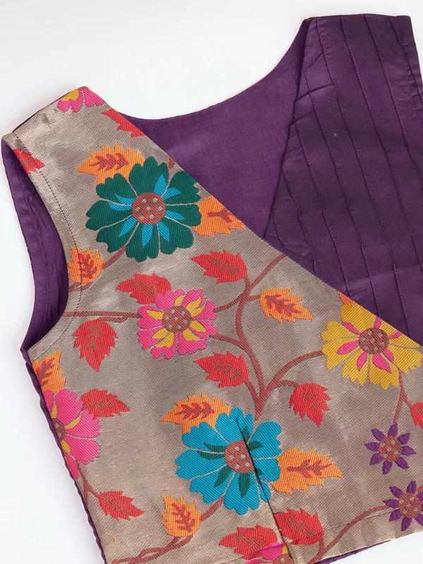 Wine_Silk_Blend_Woven_Lehenga_Choli_For_Girls