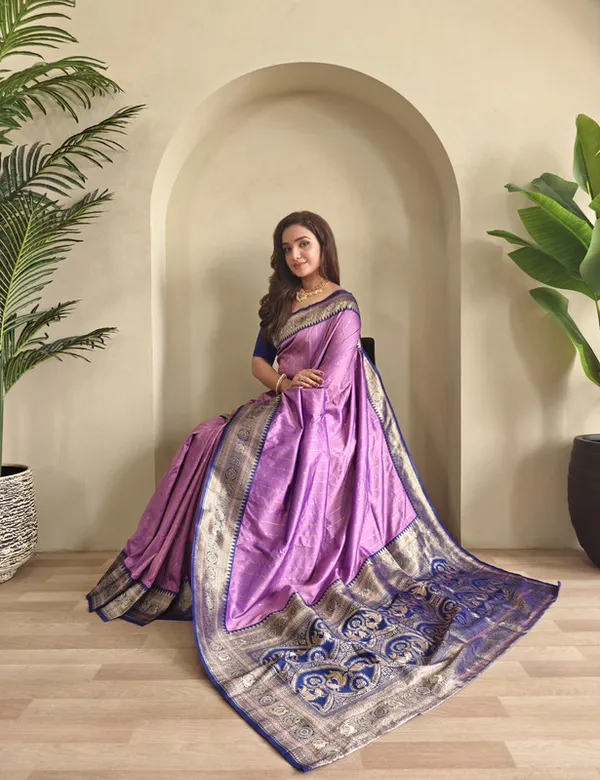 Lavender_Paithani_Silk_Weaving_Saree_For_Women