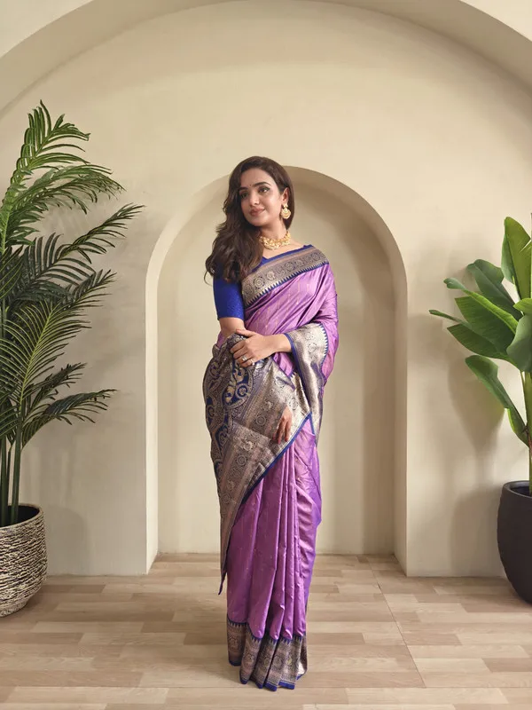 Lavender_Paithani_Silk_Weaving_Saree_For_Women