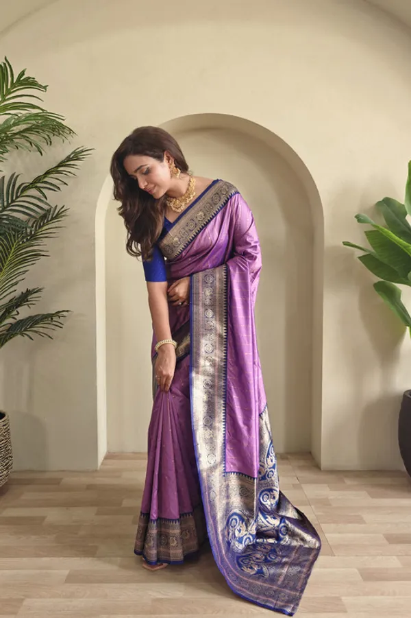 Lavender_Paithani_Silk_Weaving_Saree_For_Women