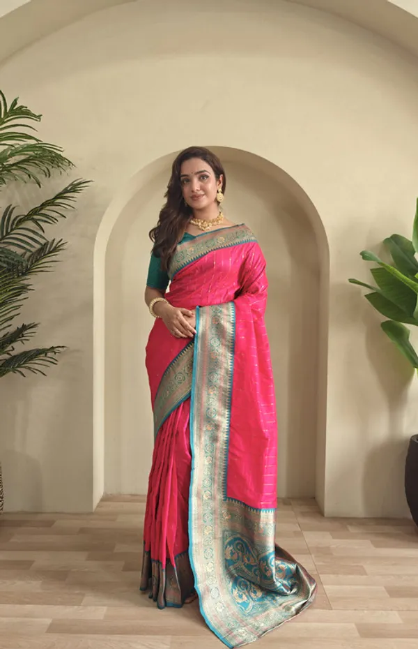 Pink_Paithani_Silk_Weaving_Saree_For_Women