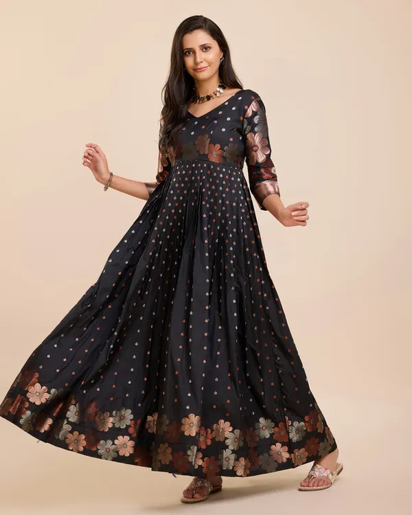 Black_Soft_Silk_Copper_Weaving_Ethnic_Dresses_Gown_For_Women