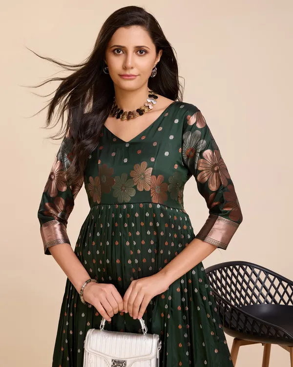 Green_Soft_Silk_Copper_Weaving_Ethnic_Dresses_Gown_For_Women