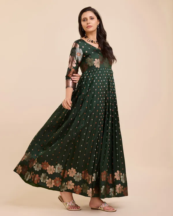 Green_Soft_Silk_Copper_Weaving_Ethnic_Dresses_Gown_For_Women