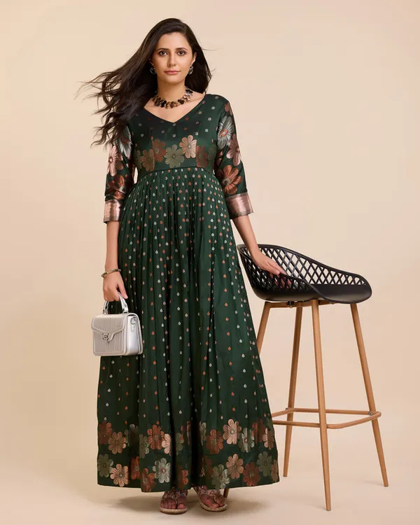 Green_Soft_Silk_Copper_Weaving_Ethnic_Dresses_Gown_For_Women