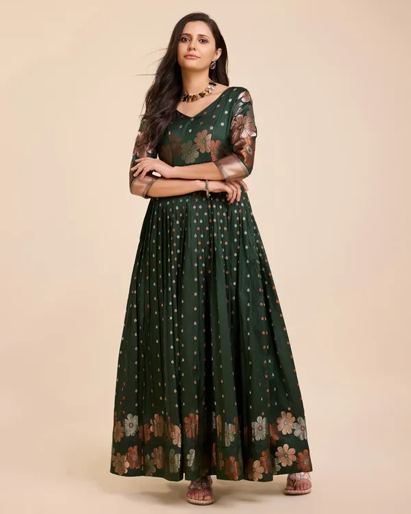 Green_Soft_Silk_Copper_Weaving_Ethnic_Dresses_Gown_For_Women