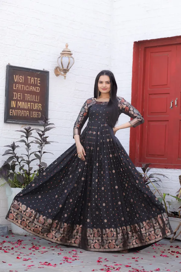 Black_Soft_Silk_Copper_Weaving_Ethnic_Dresses_Gown_For_Women