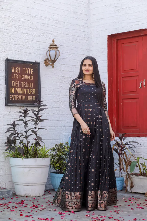 Black_Soft_Silk_Copper_Weaving_Ethnic_Dresses_Gown_For_Women