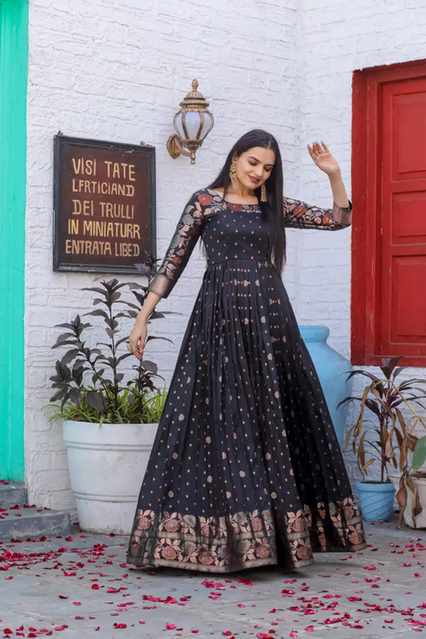 Black_Soft_Silk_Copper_Weaving_Ethnic_Dresses_Gown_For_Women