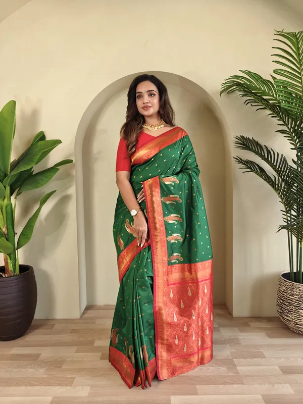 Green_Paithani_Silk_Weaving_Saree_For_Women