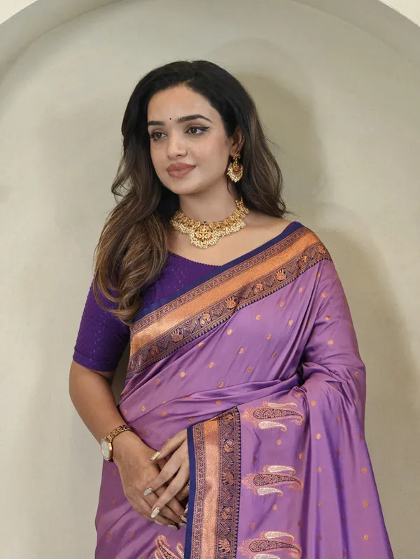 Lavender_Paithani_Silk_Weaving_Saree_For_Women