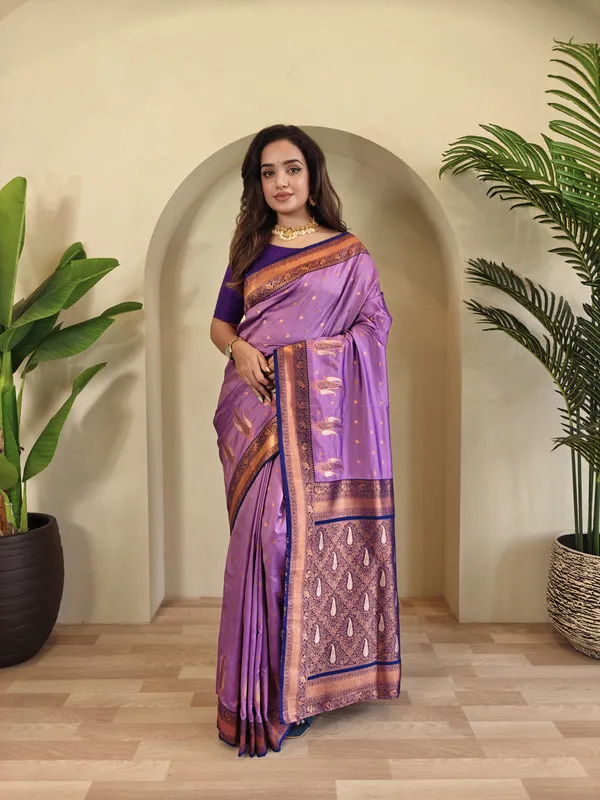 Lavender_Paithani_Silk_Weaving_Saree_For_Women