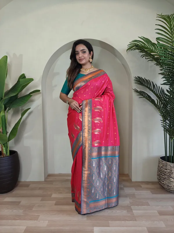 Pink_Paithani_Silk_Weaving_Saree_For_Women