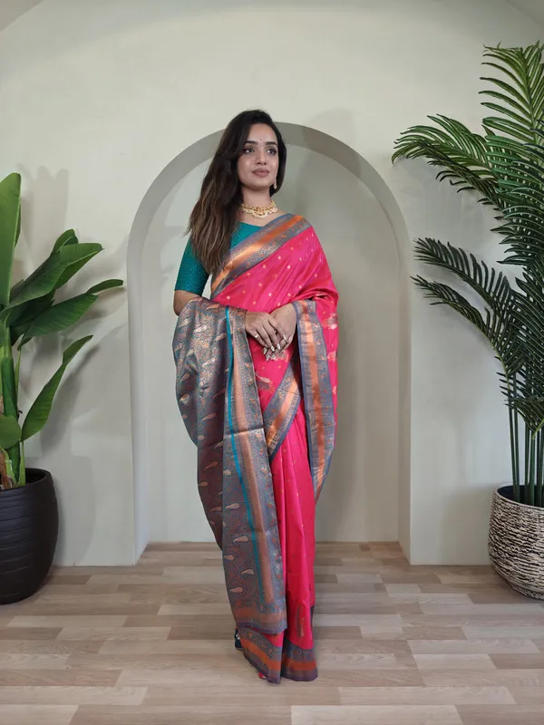 Pink_Paithani_Silk_Weaving_Saree_For_Women