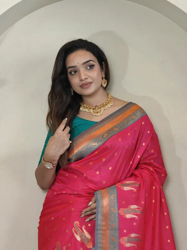 Pink_Paithani_Silk_Weaving_Saree_For_Women