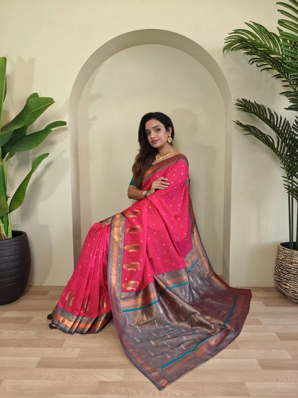Pink_Paithani_Silk_Weaving_Saree_For_Women