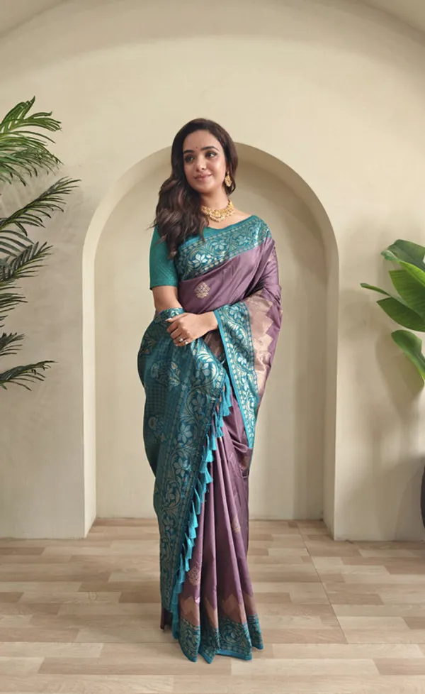 Dark_Lavender_Dual_Tone_Silk_Weaving_Saree_For_Women