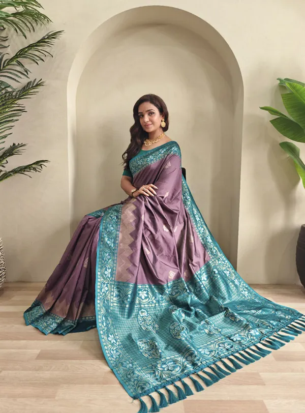 Dark_Lavender_Dual_Tone_Silk_Weaving_Saree_For_Women