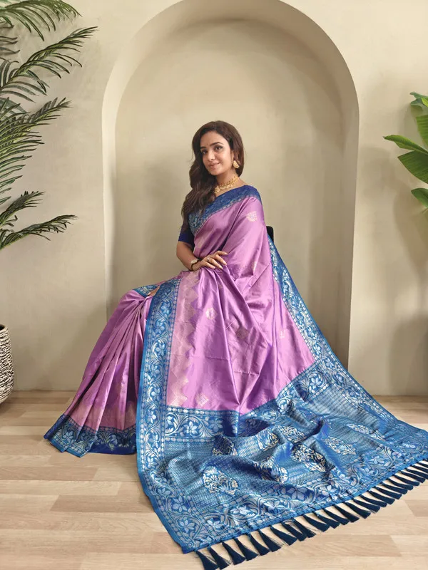 Lavender_Dual_Tone_Silk_Weaving_Saree_For_Women