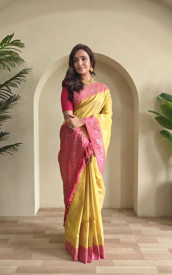 Lemon_Dual_Tone_Silk_Weaving_Saree_For_Women